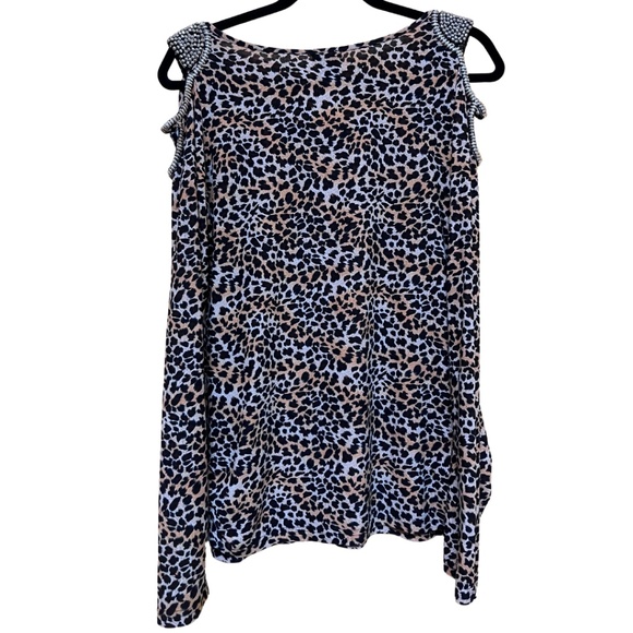Embellished glitter cheetah top with sexy cut out on the shoulders Size XL - Picture 3 of 3